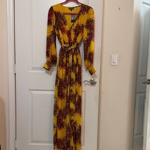 Fashion Nova Yellow and Red Long Sleeve Dress. Size XS.